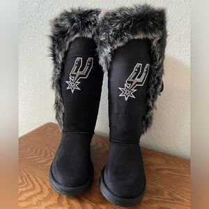New Faux Fur San Antonio Spurs Bling Black Boots Size 7